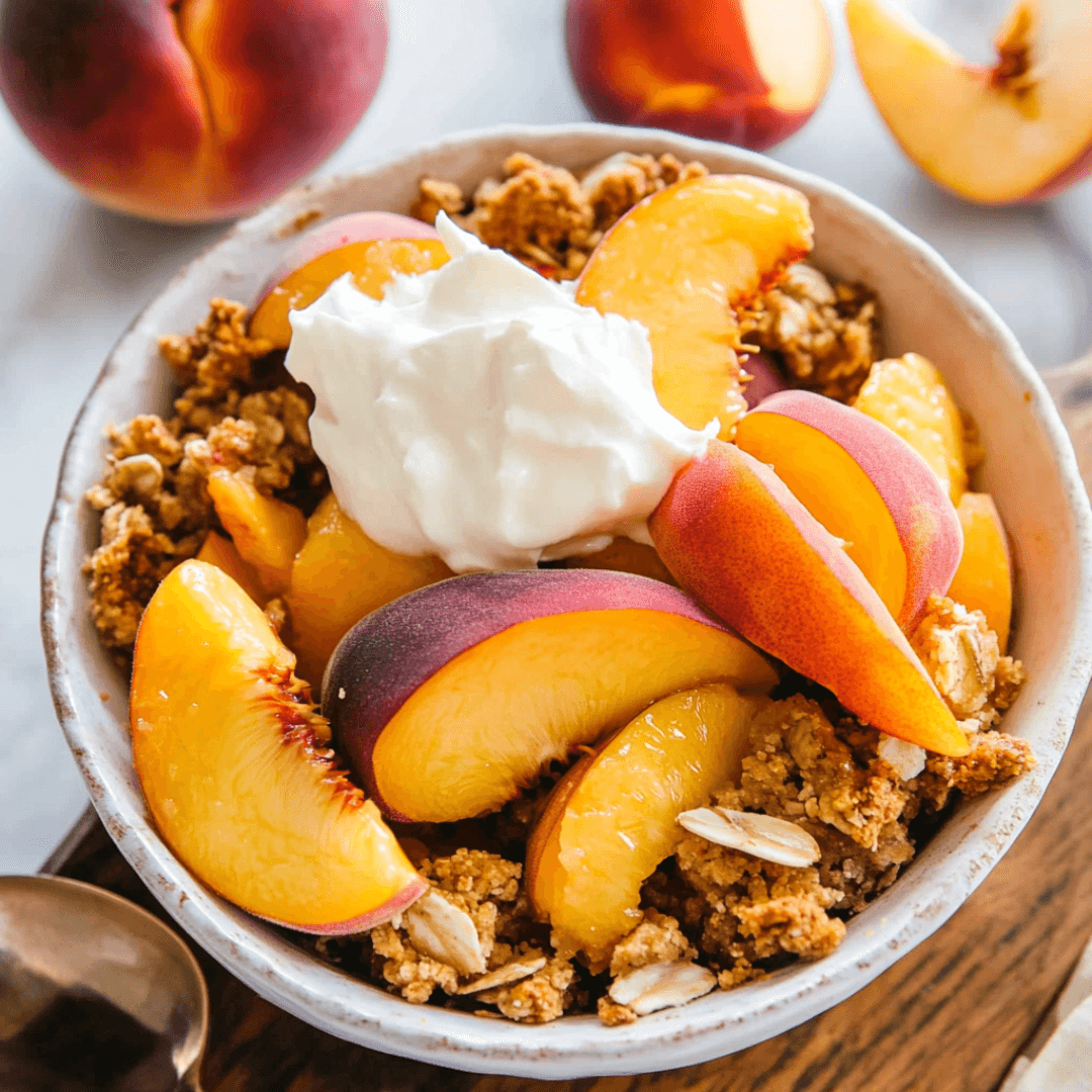 Easy Peach crisp with fresh peaches