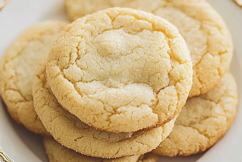 Soft and chewy sugar cookies coated with sparkling sugar.